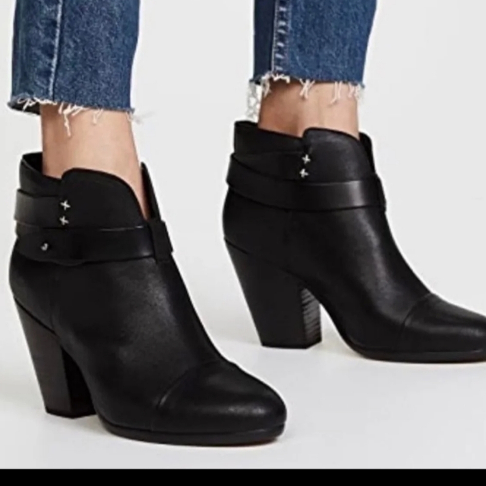 rag & bone Harrow Black Leather Ankle Booties